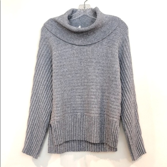 Anthropologie Sweaters - MOTH Anthropologie Knit Cowl Neck Ribbed Grey Sweater Women's Large Petite